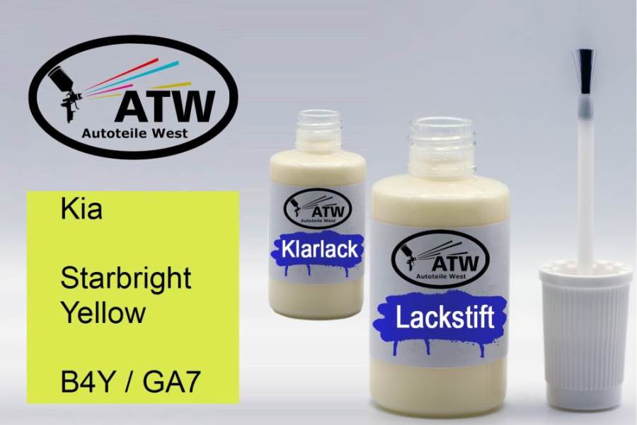 Kia, Starbright Yellow, B4Y / GA7: 20ml Lackstift + 20ml Klarlack - Set, von ATW Autoteile West.